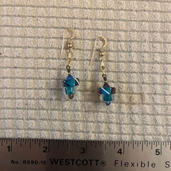 Blue beaded earrings - Picture 4 of 4